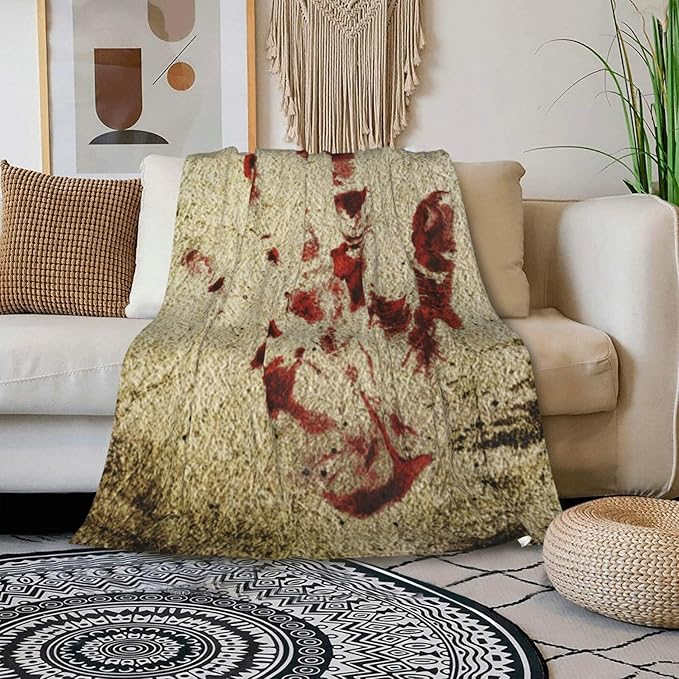HGOD DESIGNS Bloody Hand Flannel Fleece Bed Blanket Throw Blanket Lightweight Cozy Plush Blanket for Bedroom Living Rooms Sofa Couch 40"x50"
