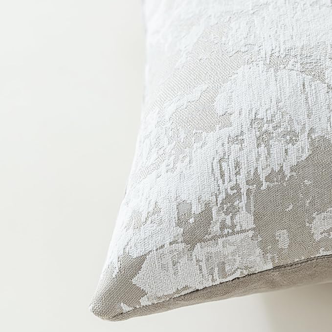 Jacquard Throw Pillow Covers 12x20 Inch Set of 2 - Vintage Floral Boho Pillow Cases with Botanical Pattern | Farmhouse Decor for Couch | Soft Textured Neutral Trio Light Khaki Warm Beige 12" x 20"