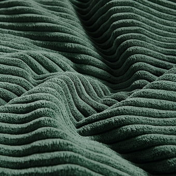 Fancy Homi Set of 2 Dark Green Long Lumbar Decorative Throw Pillow Covers 14x24 Inch for Living Room Couch Bed, Boho Farmhouse Forest Green Home Decor, Soft Corduroy Corss Textured Cushion Case