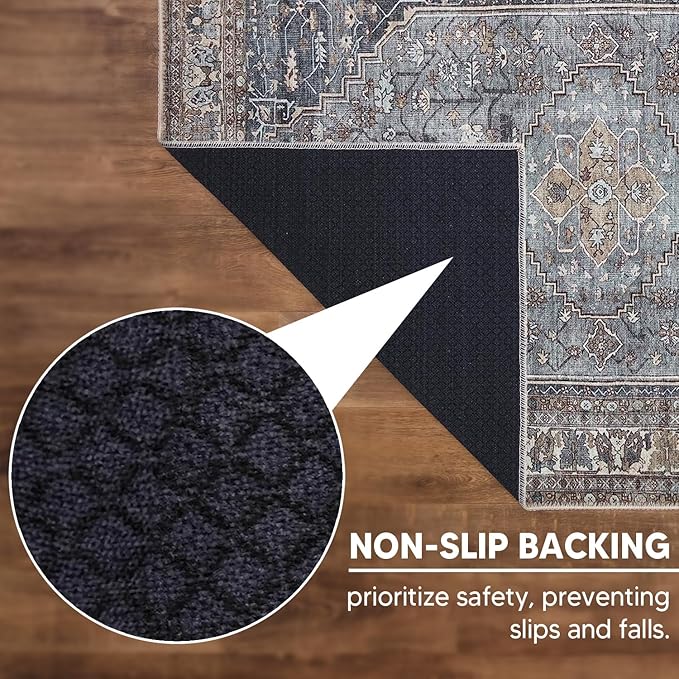 Keen Home Design 2x3 Rug - Machine Washable Entry Rug with Non-Slip Backing, Ideal for Enteryway, Kitchen, Bathroom, Laundry Room - Vintage, Easy Clean, Durable, Low Pile Rug - (2' x 3')