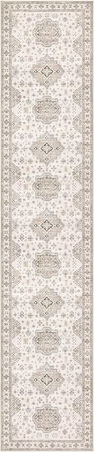 Washable 2.6x12 Runner Rug - Area Rugs Neutral Vintage Distressed Floral Farmhouse Boho Large Soft Floor Rug Indoor Carpet for Hallway Entryway Kitchen Home - Beige Brown