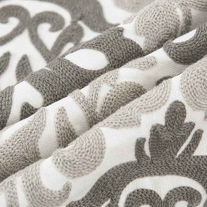 HWY 50 Gray Grey Decorative Throw Pillow Covers 18x18 Inch, Pack of 2 Embroidered Cotton Farmhouse Cushion Cover Pillow Case for Sofa Couch Living Room Bed Bedroon, Accent Geometric