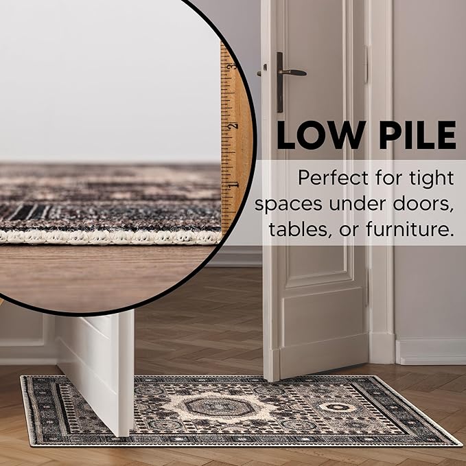 Keen Home Design 2x3 Rug - Machine Washable Entry Rug with Non-Slip Backing, Ideal for Enteryway, Kitchen, Bathroom, Laundry Room - Vintage, Easy Clean, Durable, Low Pile Rug - (2' x 3')