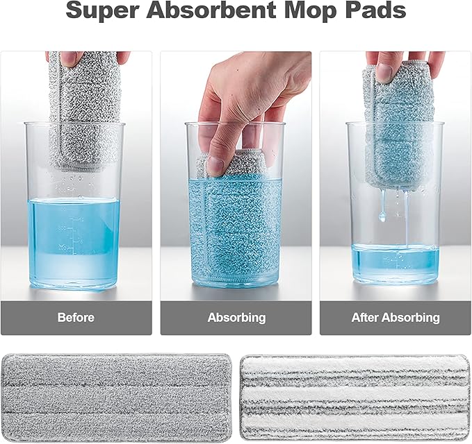 JOYMOOP Flat Mop Pads, Microfiber Mop Cleaning Pads, Washable Pads, Pads Replacement for JOYMOOP Flat Mop or Mop Bucket Set, Pack of 50 Refills 13inch - Grey and Stripe