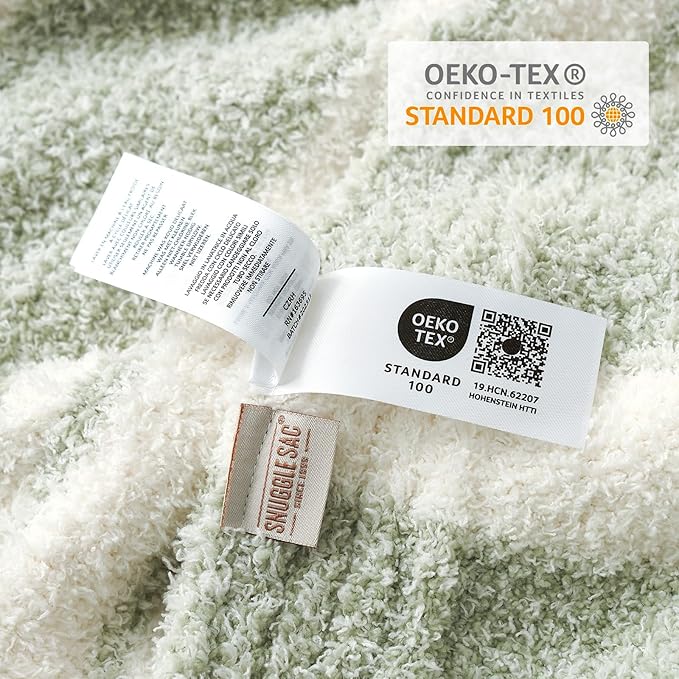 Snuggle Sac Stripe Sage Green Blanket Twin Size, Reversible Super Soft Warm Bed Blankets, Cozy Knit Fuzzy Blanket for Bed,Sofa, Living Room, Stripe Green, 60"x80"