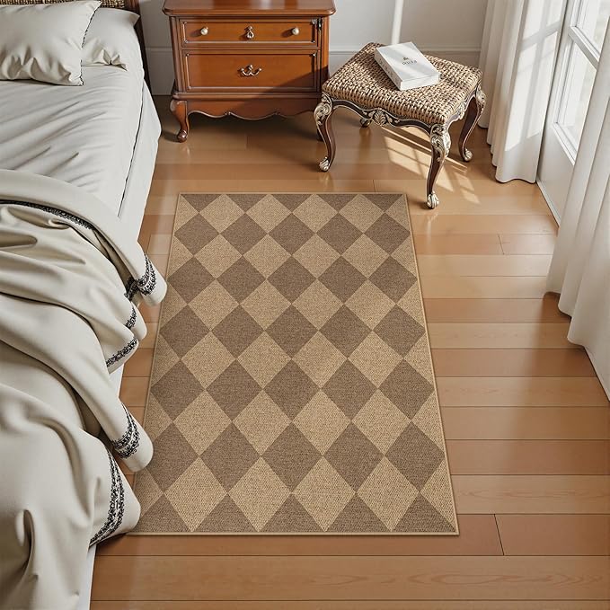 Lahome Checkered Easy Jute Rug, 2x3 Entryway Rug Indoor Outdoor Front Door Mat, Farmhouse Neutral Non Slip Non Shedding Washable Kitchen Mats for Floor Foyer