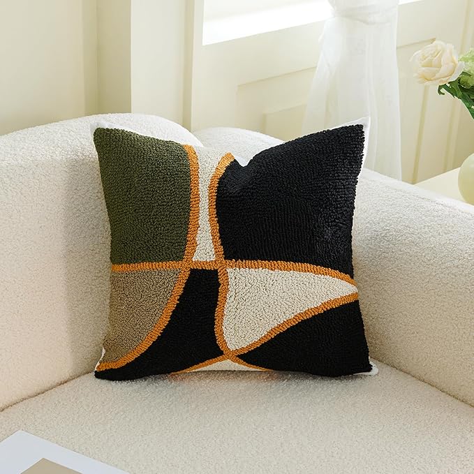 HOdo Home 2PCS Pillow Covers-Throw Pillow Cover,Tufted Boho Jacquard Pillow Covers,Farmhouse Decorative Pillow Cover,Pillow Cases for Couch,Sofa,Bed,Chair,Living Room,Home Decor（18x18inch ）