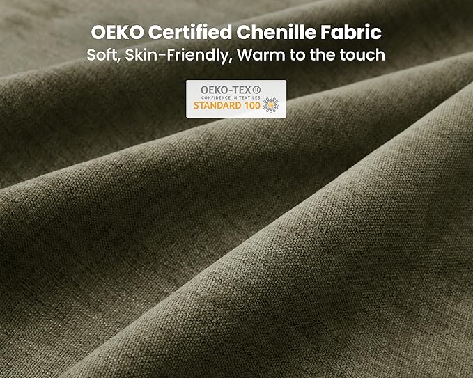 Oversized Modular Sofa, Extra Deep Cloud Chenille Sectional Couch with Ottoman Chaise, Fluffy Chenille 5 Seater Sofa Bed for Living Room, Villa (U Shape 5 Seater, Chenille Green)