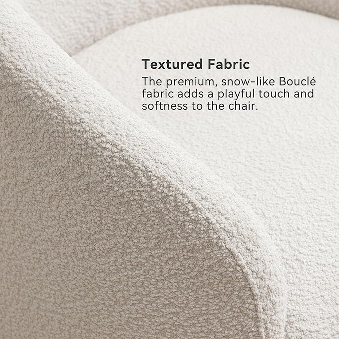KINWELL 32" Wide Modern Boucle Swivel Barrel Chairs Set of 2, No Assembly Round Upholstered Swivel Accent Armchairs for Living Room, Bedroom (White)