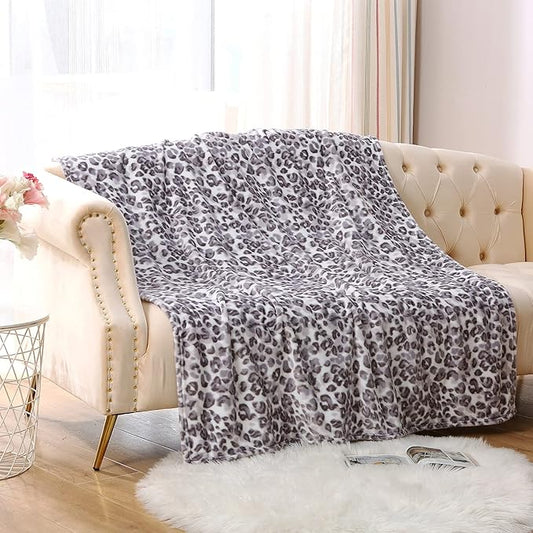 MERRYLIFE Cheetah Throw Blanket for Couch | Soft Decorative Ultra-Plush Colorful| Throw Size Travel Blanket Plush|(50" 60", Snow Leopard)