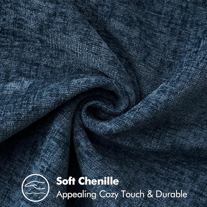 MIULEE Pack of 2 Couch Throw Pillow Covers 16x16 Inch Navy Blue Farmhouse Decorative Pillow Covers with Stitched Edge Soft Chenille Solid Dyed Spring Pillow Covers for Sofa Bed Living Room