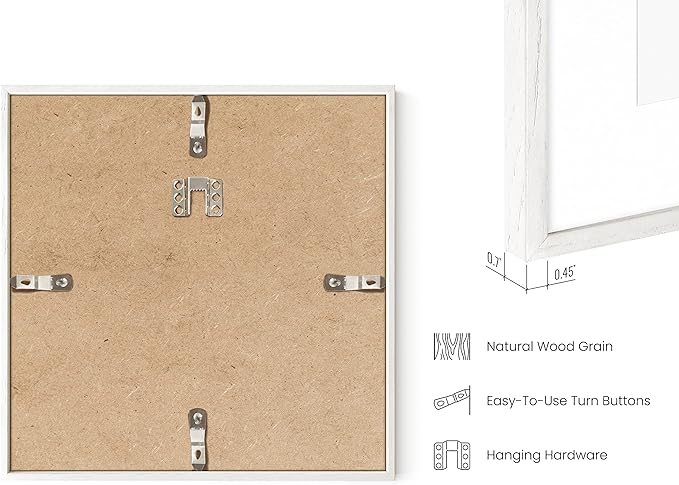 HAUS AND HUES 8x8 Square Picture Frames Set of 15 - Oak Wood Gallery Wall Frames, White