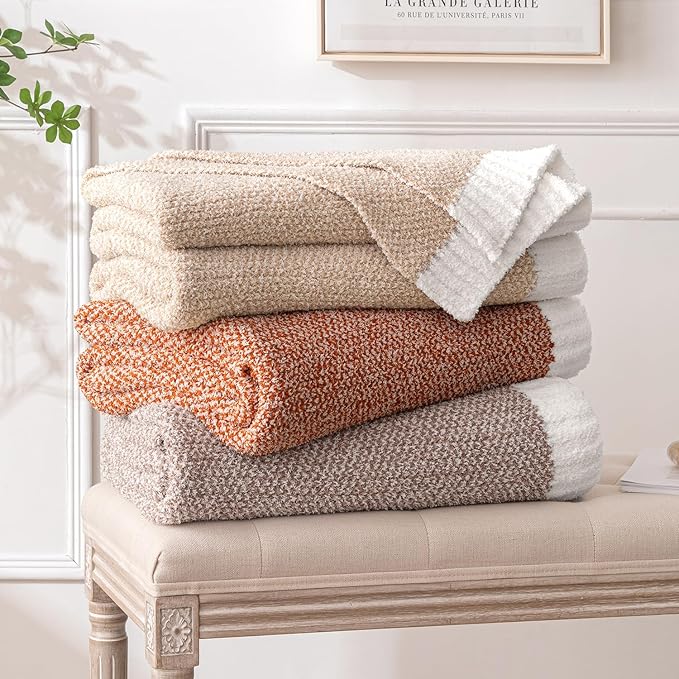 MIULEE Super Soft Throw Blanket for Couch, Taupe Cozy Fluffy Warm Blankets Lightweight Knit Throw Blankets for Sofa, Bed, Chair, Living Room, Camping, Picnic, 60 x 80 inch