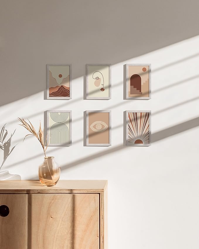 Haus and Hues 4x6 Picture Frame Wood - Set of 9 Natural Wood Frame 4x6, White Photo Frame 4x6 for Walls, 4x6 Wood Picture Frame, 4 by 6 Picture Frame, 4x6 Frames for Pictures (Standalone White Oak Frame)