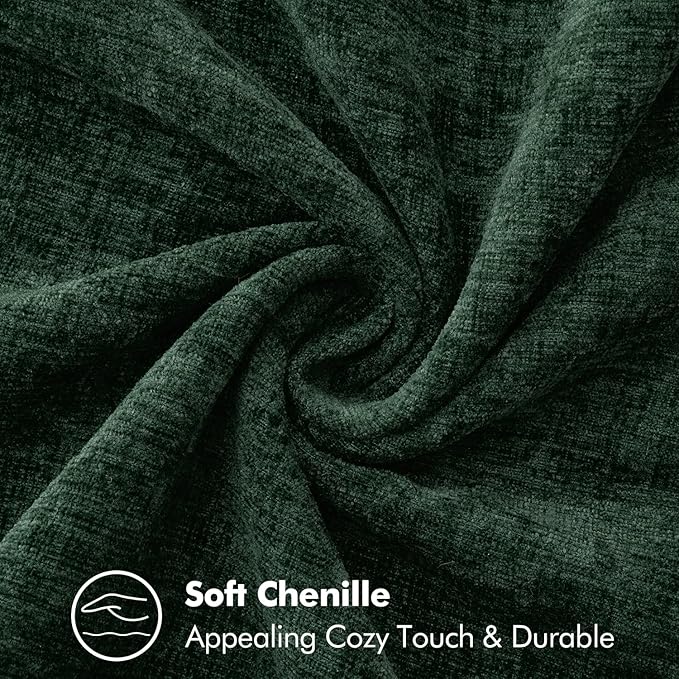 MIULEE Pack of 2 Christmas Pillow Covers 20x20 Inch Dark Green Farmhouse Decorative Throw Pillow Covers with Stitched Edge Soft Chenille Solid Dyed Couch Pillow Covers for Sofa Bed Living Room