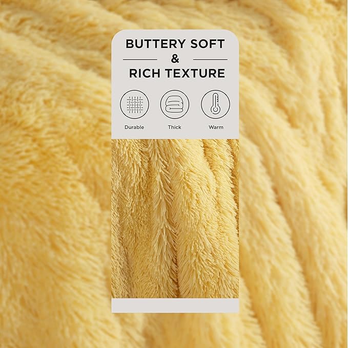 Bedsure GentleSoft Fluffy Yellow Throw Blanket, Room Decor Yellow Gifts for Women Men, Soft Cozy Fuzzy Plush Thick Warm Sherpa Fleece Faux Fur Throw Blanket for Couch Bed, Gifts for Mom Dad, 50x60