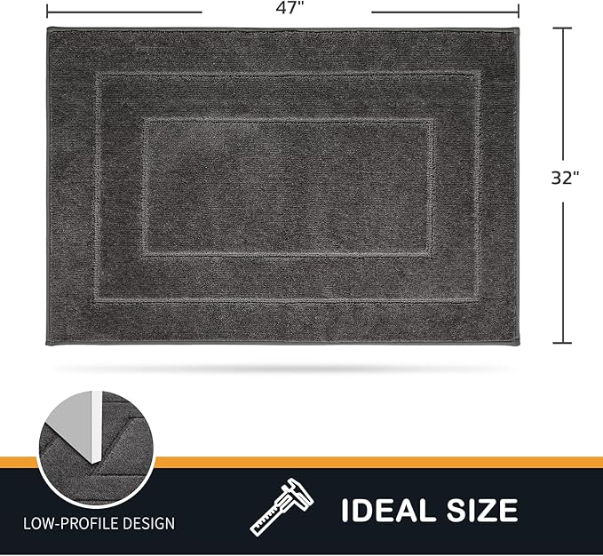 PURRUGS Dirt Trapping Door Mat 32" x 47", Non-Slip/Skid Machine Washable Entryway Rug, Dog Doormat, Super Absorbent Welcome Mat for Muddy Wet Shoes and Paws, Grey