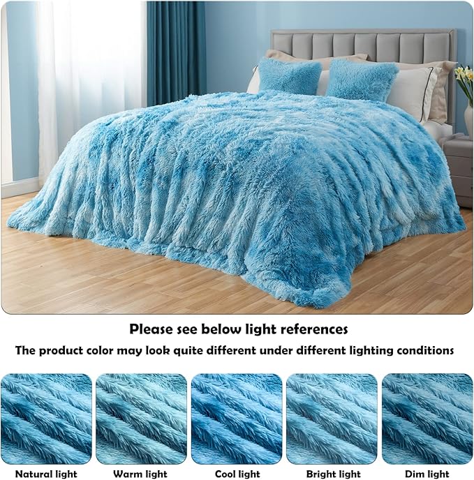 GONAAP Fuzzy Faux Fur Throw Blanket Tie-dye Ocean Blue Super Soft Cozy Plush Fuzzy Shaggy Blanket for Couch Sofa Bed (Tie-dye Ocean Blue, Throw(50"x60"))