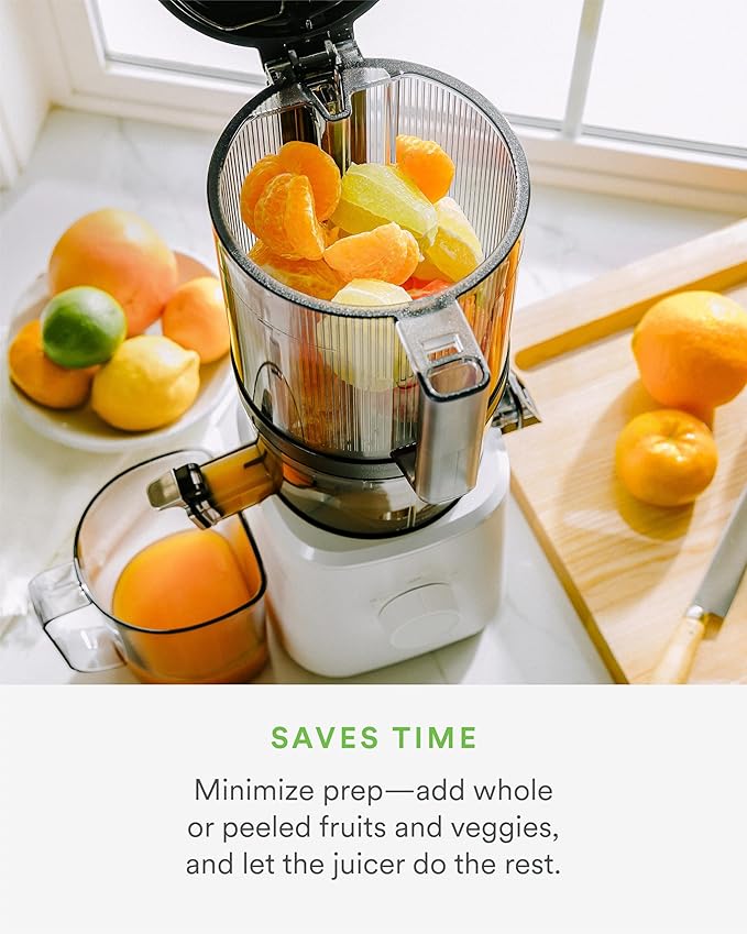 Nama J2 Cold Press Juicer – Self Feeding for Hands-Free Operation with Wide Mouth Hopper for Whole Recipe Loading, Zero Waste Masticating Juicer For More Juice, Less Pulp – Easy Cleanup & Assembly