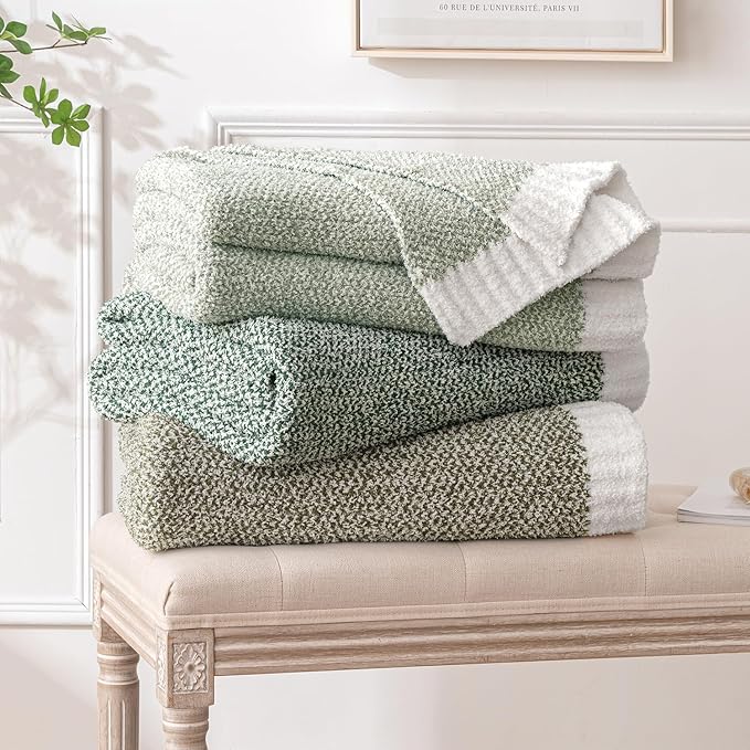 MIULEE Super Soft Throw Blanket for Couch, Olive Green Cozy Fluffy Warm Blankets Lightweight Knit Throw Blankets for Sofa, Bed, Chair, Living Room, Camping, Picnic, 60 x 80 inch