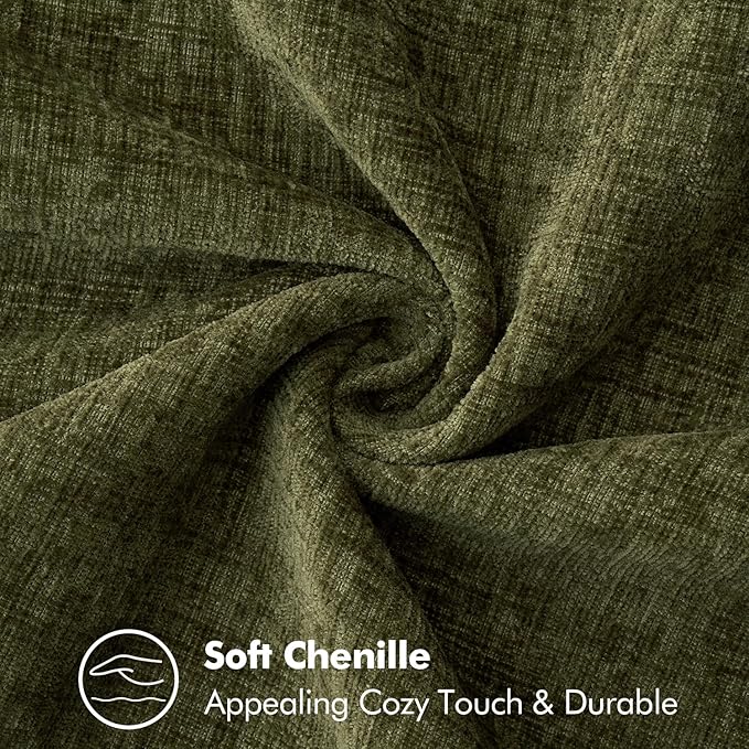 MIULEE Pack of 2 Couch Throw Pillow Covers 18x18 Inch Olive Green Farmhouse Decorative Pillow Covers with Stitched Edge Soft Chenille Solid Dyed Spring Pillow Covers for Sofa Bed Living Room