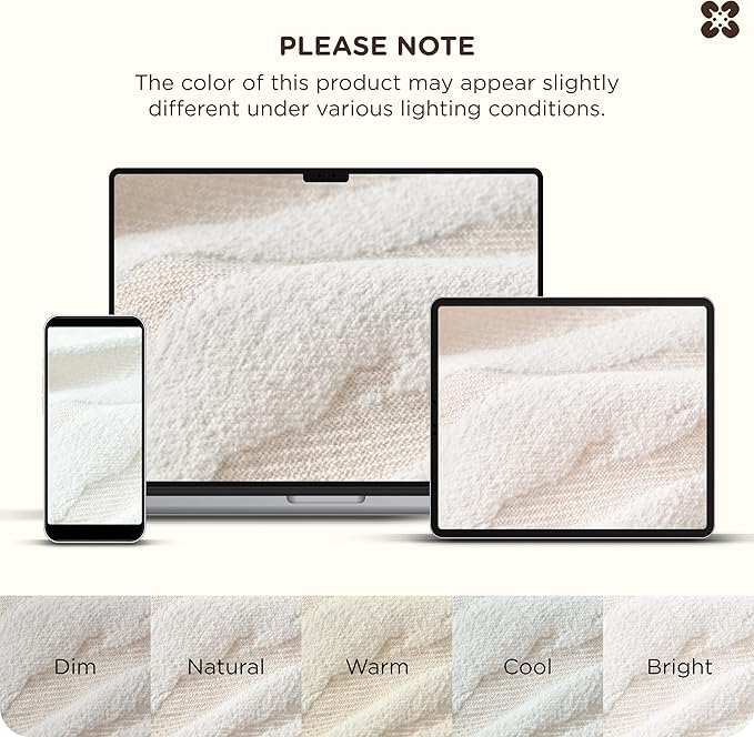 Bedsure 100% Cotton Throw Blanket for Couch - Chenille Woven Textured Blanket Gifts for Women, Cozy and Soft for All Seasons, Home Decor Boho Throw for Bed, Sofa, Oat Milk, 50x60 Inches