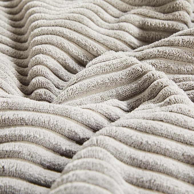 Fancy Homi 2 Packs Neutral Grey Decorative Throw Pillow Covers 22x22 Inch for Living Room Couch Bed Sofa, Rustic Farmhouse Boho Home Decor, Soft Corss Corduroy Patchwork Accent Cushion Case 55x55 cm