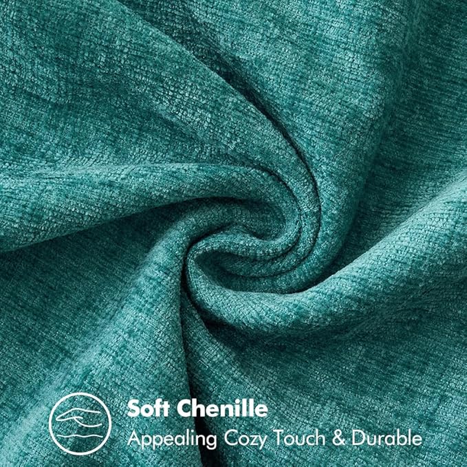 MIULEE Pack of 2 Couch Throw Pillow Covers 18x18 Inch Coastal Teal Farmhouse Decorative Pillow Covers with Stitched Edge Soft Chenille Solid Dyed Spring Pillow Covers for Sofa Bed Living Room