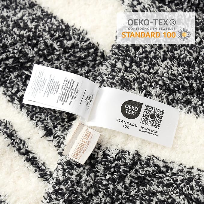 Snuggle Sac Stripe Black Throw Blanket for Couch, Reversible Super Soft Warm Blankets Cozy Knit Fuzzy Plush Lightweight Throws for Sofa, Bed, Stripe Black, 50x60 inches