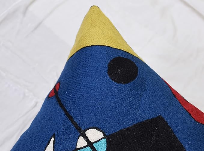 Kandinsky Modern Pillow Cover - Blue Harmony | Abstract, Contemporary, Mid Century Chair Cushion | Handmade Wool Size 18x18