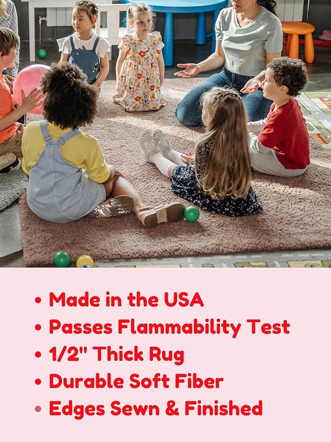 KOECKRITZ Soft and Colorful Kids Classroom Area Rugs (Passes Flammability Pill Test) Many Sizes and Bright Colors to Select from (10' Round, Royal)