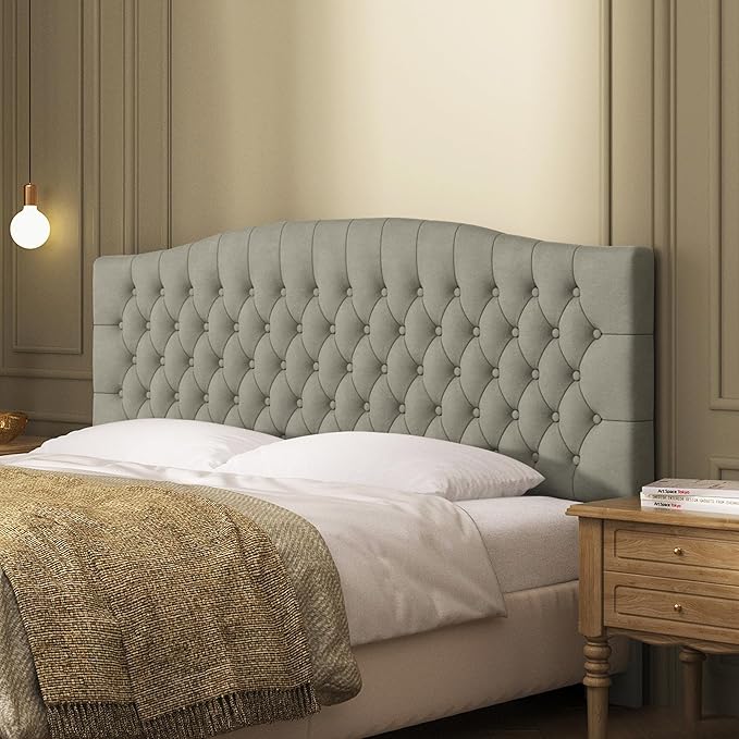 Velvet Upholstered Headboard King/Cal King Size Latest Model Wall Mount, Bed Frame Mount, Featuring High-Density Sponge Padding, Luxury Texture Easy Assembly and Style-Taupe