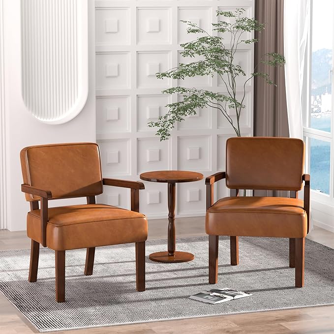 Accent Chair, PU Leather Living Room Chairs Oversize with Soft Seat and Armrests for Living Room Dinning Room Bedroom Reading Room Waiting Room