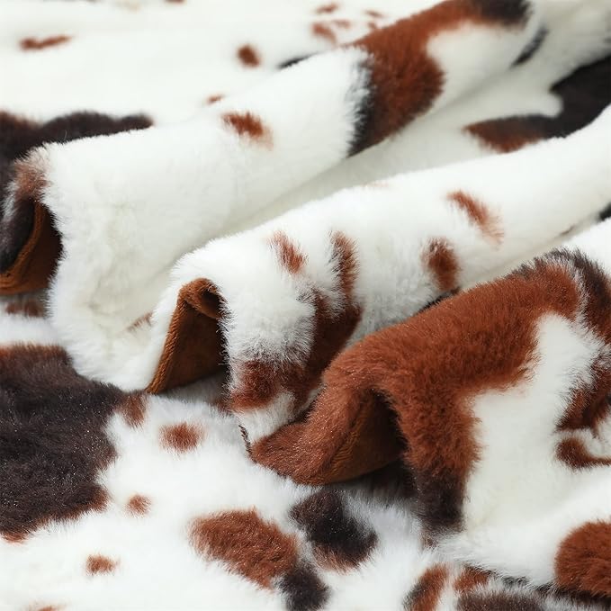 RYNGHIPY Cow Blanket Lightweight Soft Cow Print Sofa Bed Travel Blankets Warm Coffee Cow Throw Blanket for Baby Kids Girls Boys Adults (Coffee, 63''x79'')