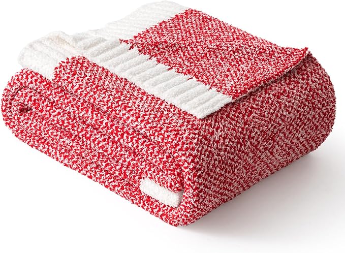 MIULEE Red Super Soft Throw Blanket for Couch, Cozy Fluffy Warm Blankets Lightweight Knit Throw Blankets for Sofa, Bed, Chair, Living Room, Camping, Picnic, 50 x 70 inch
