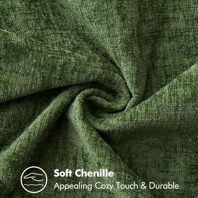 MIULEE Pack of 2 Christmas Pillow Covers 20x20 Inch Moss Green Farmhouse Decorative Throw Pillow Covers with Stitched Edge Soft Chenille Solid Dyed Couch Pillow Covers for Sofa Bed Living Room