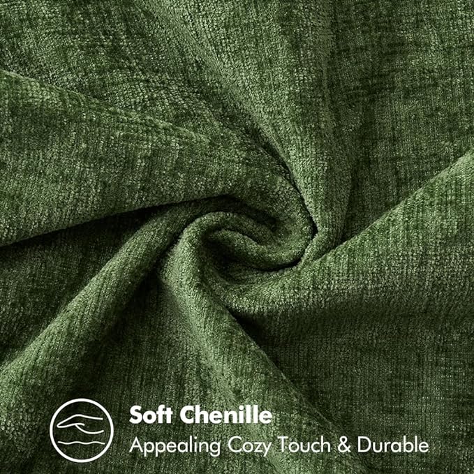 MIULEE Pack of 2 Christmas Pillow Covers 24x24 Inch Moss Green Farmhouse Decorative Throw Pillow Covers with Stitched Edge Soft Chenille Solid Dyed Couch Pillow Covers for Sofa Bed Living Room