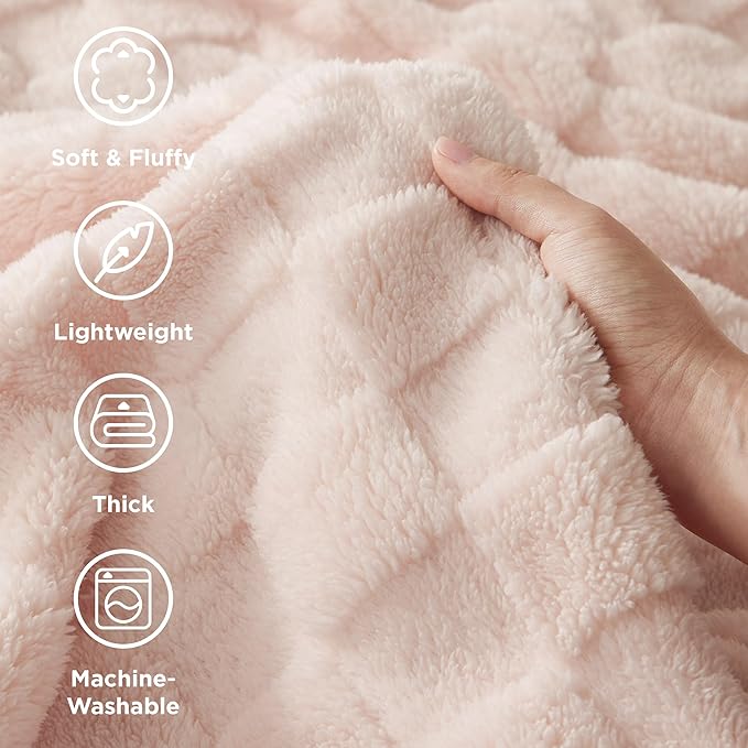 Bedsure GentleSoft Light Pink Throw Blanket for Couch - Super Soft Cozy Blankets Gifts for Women Men Girls, Cute Small Fleece Throws for Bedroom Home Decor, 50x70 Inches