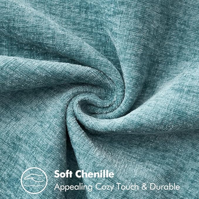 MIULEE Pack of 2 Couch Throw Pillow Covers 18x18 Inch Coastal Smoke Blue Farmhouse Decorative Pillow Covers with Stitched Edge Soft Chenille Solid Dyed Spring Pillow Covers for Sofa Bed Living Room