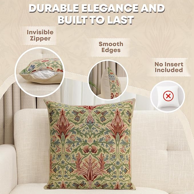 Charlotte Home Furnishings Throw Pillow Covers 16x16 in, Yellow Snakeshead Decorative Couch Pillow Cover, Boho European Tapestry Cushion Cases, Living Room Cozy Home Decor, Jacquard Woven Soft Cotton