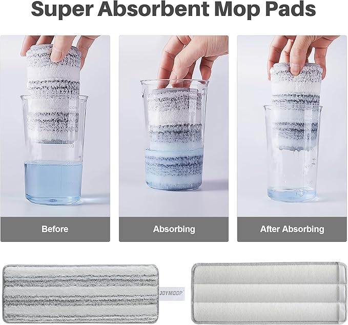 JOYMOOP Flat Mop Pads, Microfiber Mop Cleaning Pads, Washable Pads, Pads Replacement for JOYMOOP Flat Mop or Mop Bucket Set, Pack of 50 Refills 13inch - Grey and Stripe