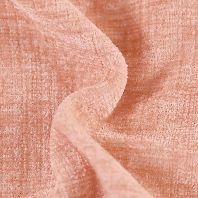 CaliTime Throw Pillow Covers Decorative 12 X 20 Inches Pack of 2 Cozy Chenille Cushion Cases for Couch Sofa Bed Living Room Home Dusty Pink