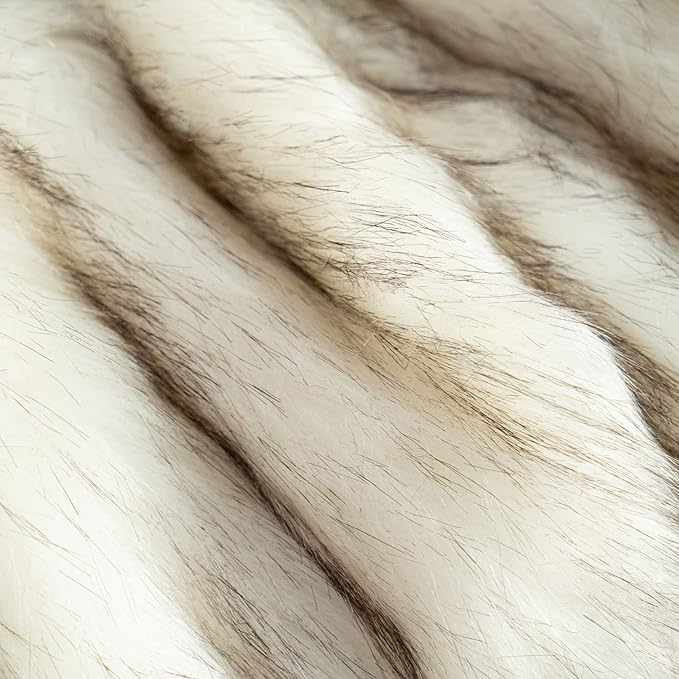 BATTILO HOME Luxury White Faux Fur Throw Blanket Long Pile with Black Tips, 51"x67", Super Warm Thick Faux Fur Blanket for Couch, Bed, Fuzzy Fluffy Elegant Cozy Blanket