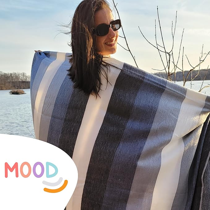 LATITUDE ZERO Alpaca Wool Throw Blanket | Warm, Ultra-Soft, Breathable, Non-Itchy Blanket-Throw | Hypoallergenic and Beautiful Fabric (Blue)