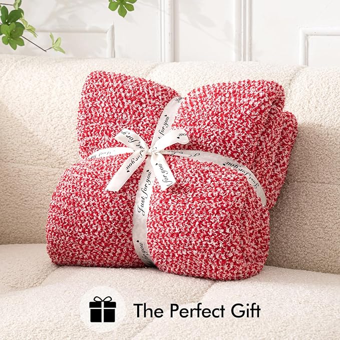 MIULEE Red Super Soft Throw Blanket for Couch, Cozy Fluffy Warm Blankets Knit Throw Blankets for Sofa, Bed, Chair, Living Room, Camping, Picnic, 50 x 60 inch
