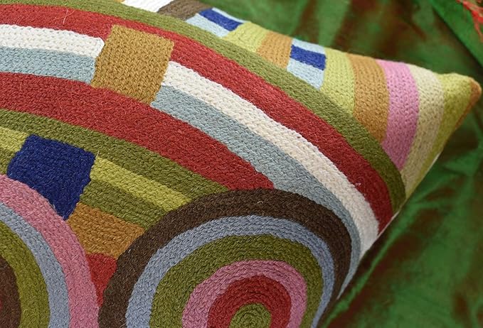 Hundertwasser Modern Pillow Cover Beloved Gardens Accent Outdoor Pillows Art Deco Couch Cushion Farmhouse Chair Cushions Hand Embroidered Wool Size 18x18