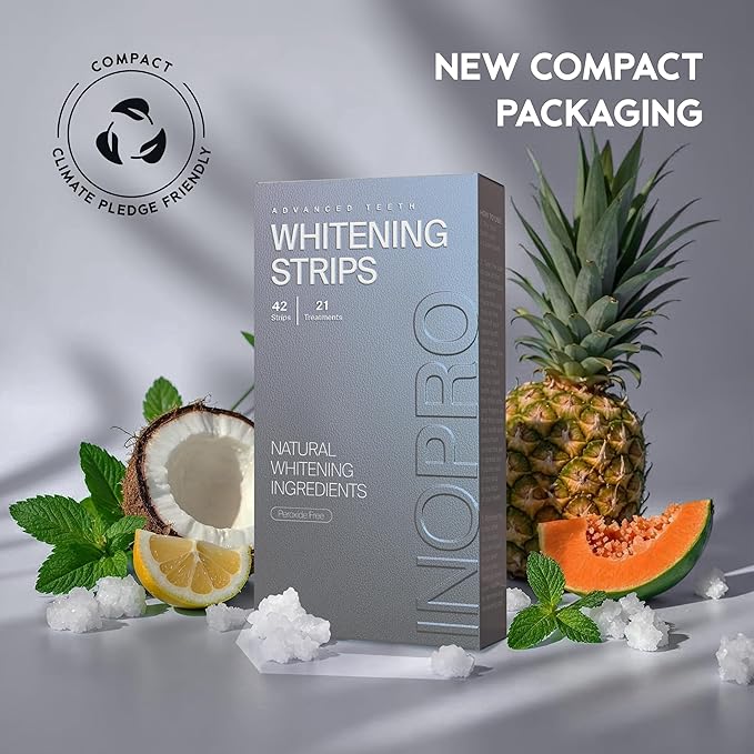 Natural Teeth Whitening Strips Kit 21 Treatments - Sensitive Teeth Whitener, Peroxide Free, Enamel Safe White Strips - Instant Teeth Whitening Without The Harm (42 Strips)