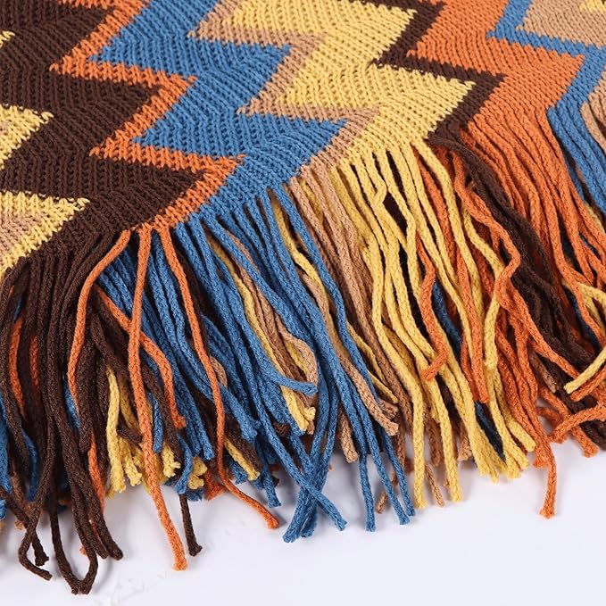 Boho Throw Blanket - Bohemian Fringe Tassels， for Bed Couch Soft ChairBlanket Double Sided (50"x70") (Yellow)