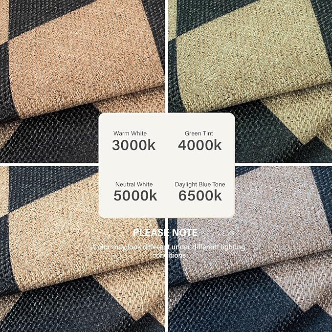 Lahome Checkered Round Rug 3ft, Circle Indoor Outdoor Entryway Patio Rug Washable Easy Jute Rug, Farmhouse Non Slip Small Round Rugs for Bedroom Porch Living Room Decor