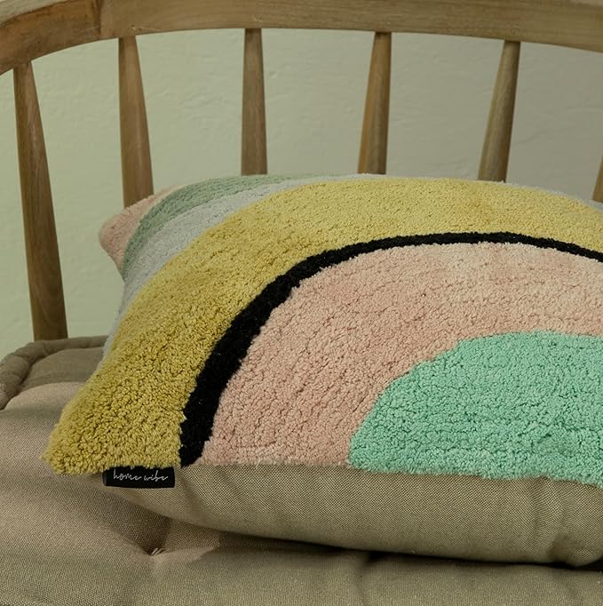 Tufted Boho Pillow Covers 18X18 Inch Throw Pillow Covers Decorative Cushion Cover Exquisitely Crafted with Hand-Finished Tuft Farmhouse Pillow Case for Couch Sofa Bed Living Room Bedroom